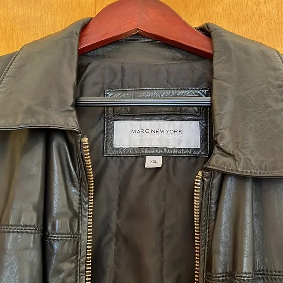 Andrew Marc xxl leather men’s jacket lined pockets outside and inside - Picture 3 of 12